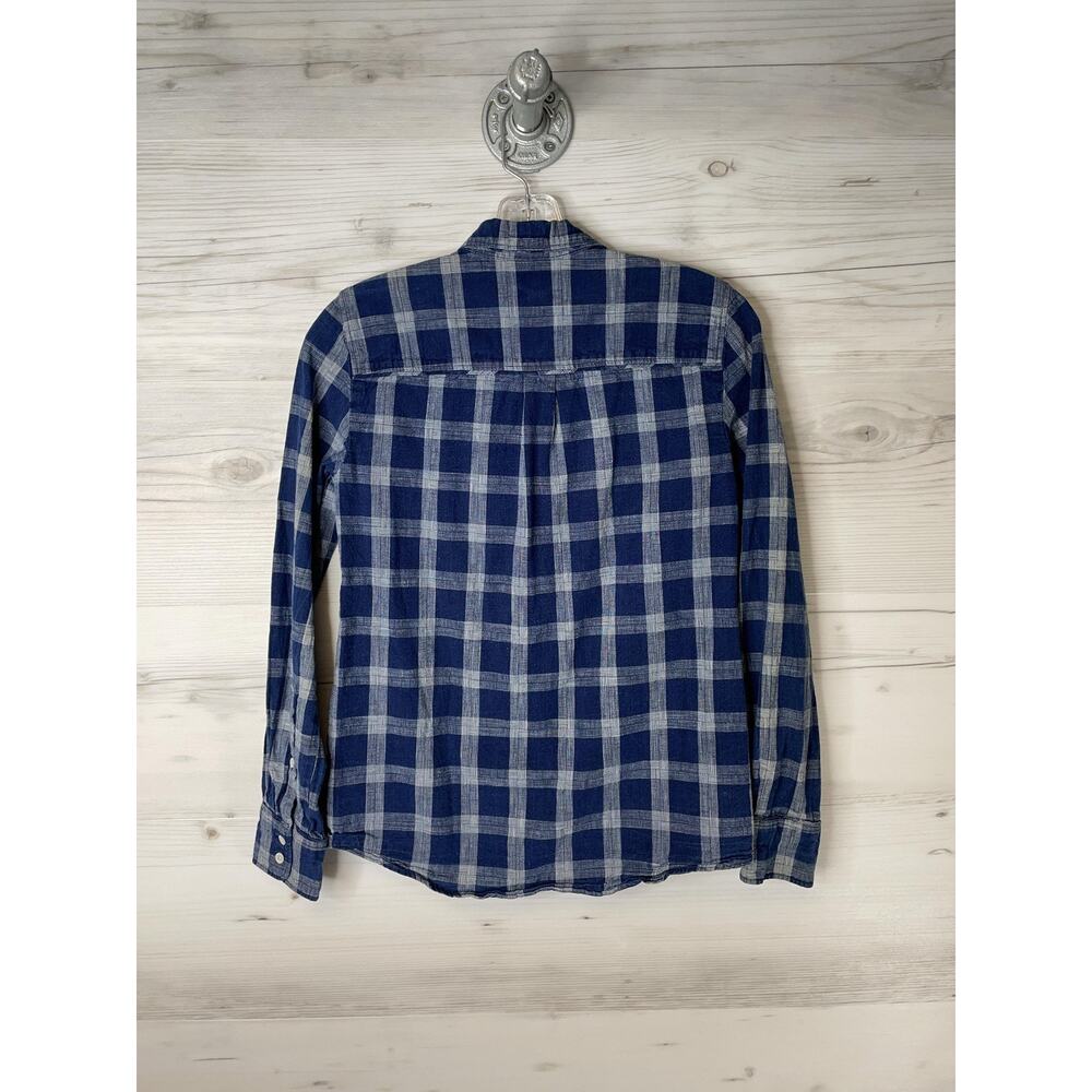 J Crew Shirt Womens 0 Blue Gray Plaid‎ Button Front Long Sleeve Casual - Picture 9 of 9
